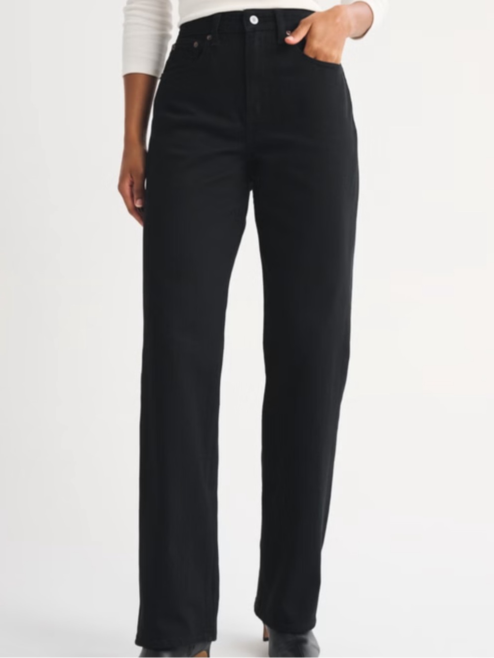 Abercrombie & Fitch Women's High Rise 90's Relaxed Fit Black Jeans Size 31 Long